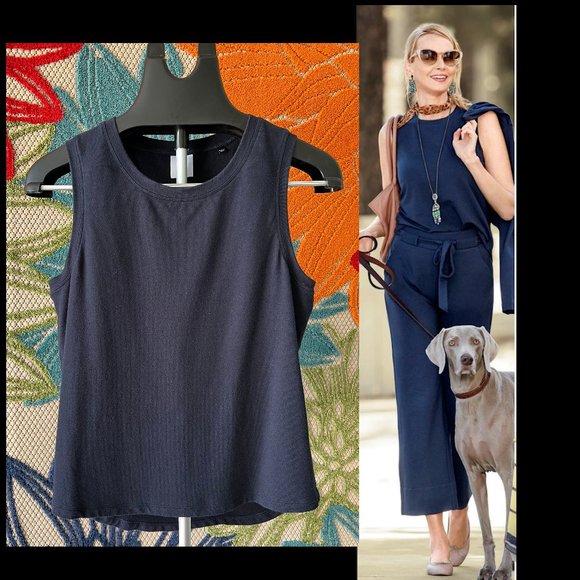 Sold - CAbi Easy Tank #5200 - All Season Tank Top in Navy Blue - S - Picture 1 of 11